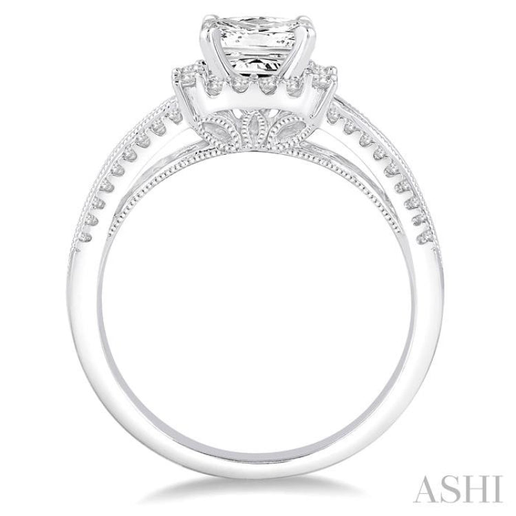 Princess Shape Semi-Mount Diamond Engagement Ring