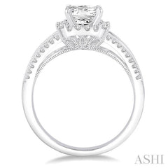 Princess Shape Semi-Mount Diamond Engagement Ring