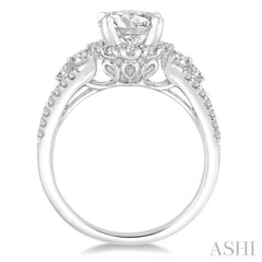 Round Shape Semi-Mount Halo Diamond Engagement Ring