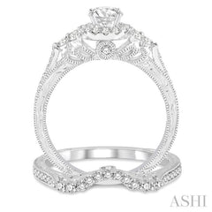 Round Shape Halo Diamond Wedding Set