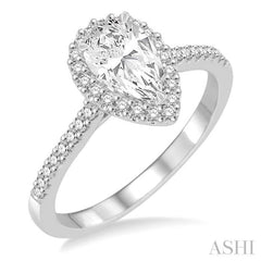 Pear Shape Halo Diamond Engagement Ring