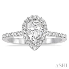 Pear Shape Halo Diamond Engagement Ring