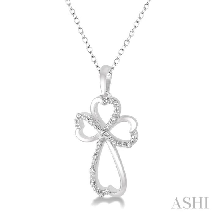 Silver Cross & Heart Shape Diamond Fashion Pendant