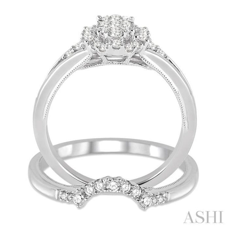 Oval Shape Halo Lovebright Diamond Wedding Set