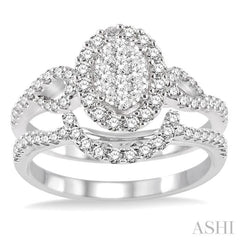 Oval Shape Halo Lovebright Diamond Wedding Set