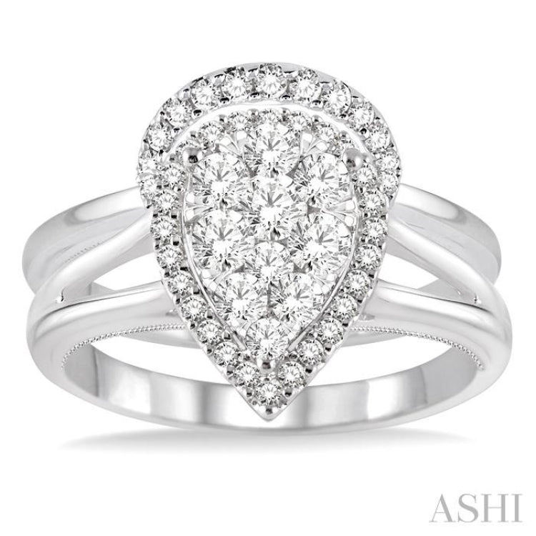 Pear Shape Halo Lovebright Diamond Wedding Set