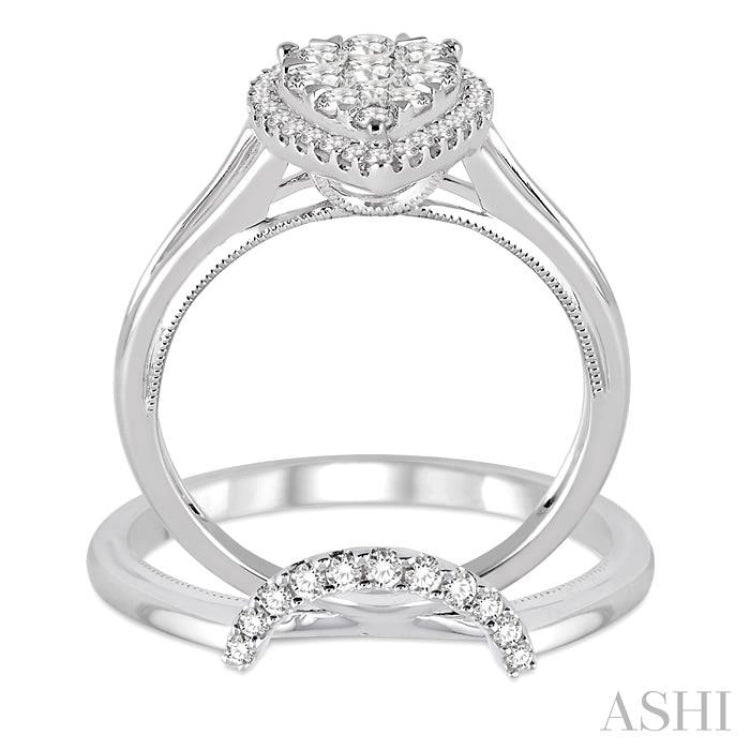 Pear Shape Halo Lovebright Diamond Wedding Set