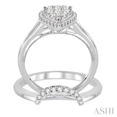 Pear Shape Halo Lovebright Diamond Wedding Set