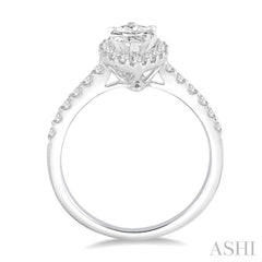 Marquise Shape Semi-Mount Halo Diamond Engagement Ring