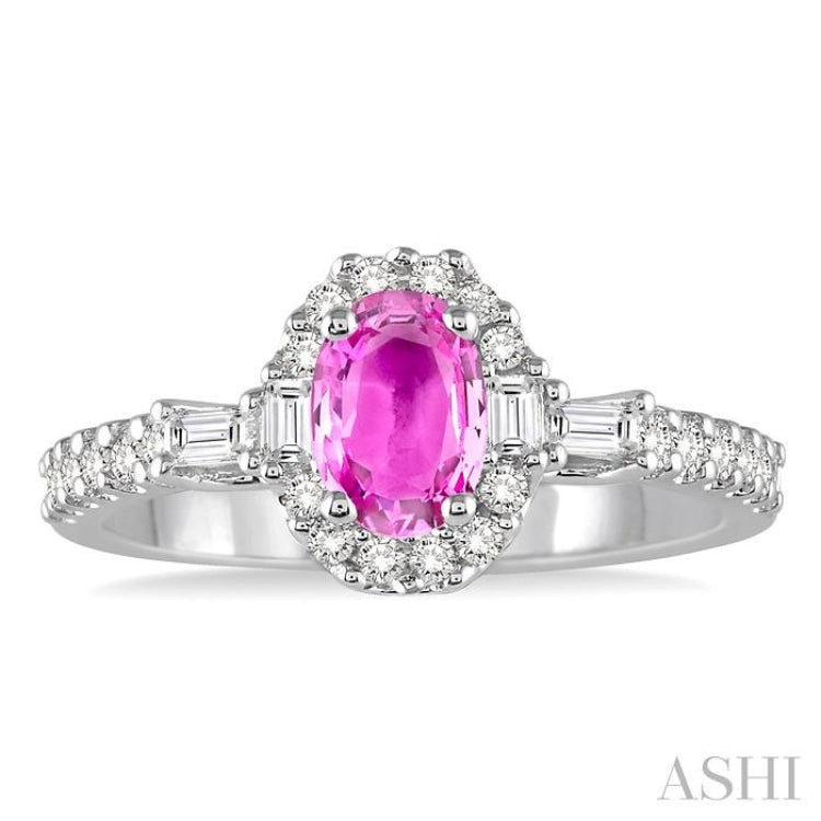 Oval Shape Gemstone & Halo Diamond Ring