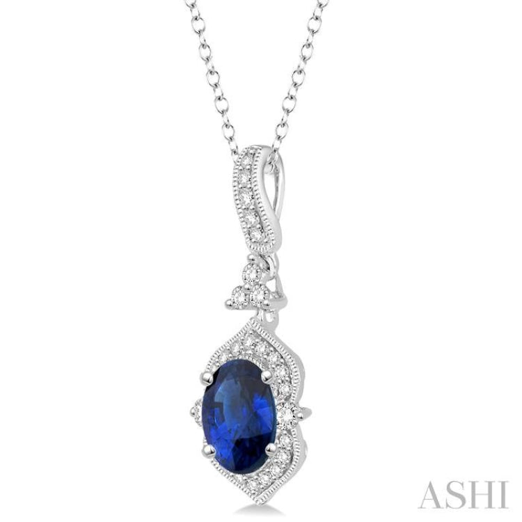 Oval Shape Gemstone & Halo Diamond Pendant