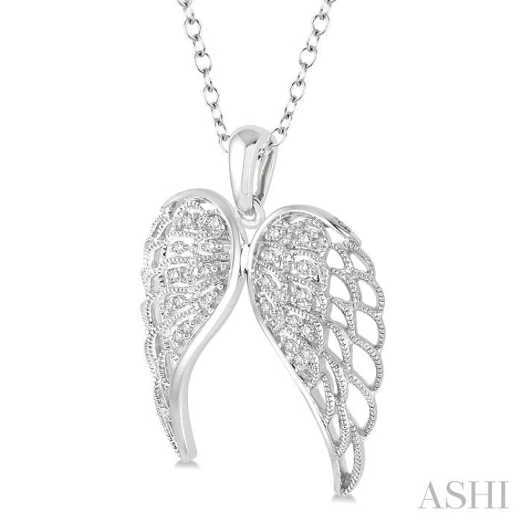 Silver Angel Wings Diamond Fashion Pendant