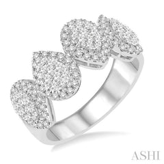 Pear Shape Halo Lovebright Half Eternity Diamond Ring