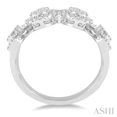 Pear Shape Halo Lovebright Half Eternity Diamond Ring