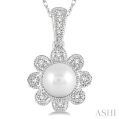 Flower Pearl & Diamond Pendant