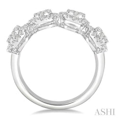 Oval Shape Halo Lovebright Half Eternity Diamond Ring