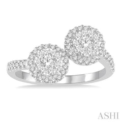 2 Stone Halo Lovebright Diamond Fashion Ring