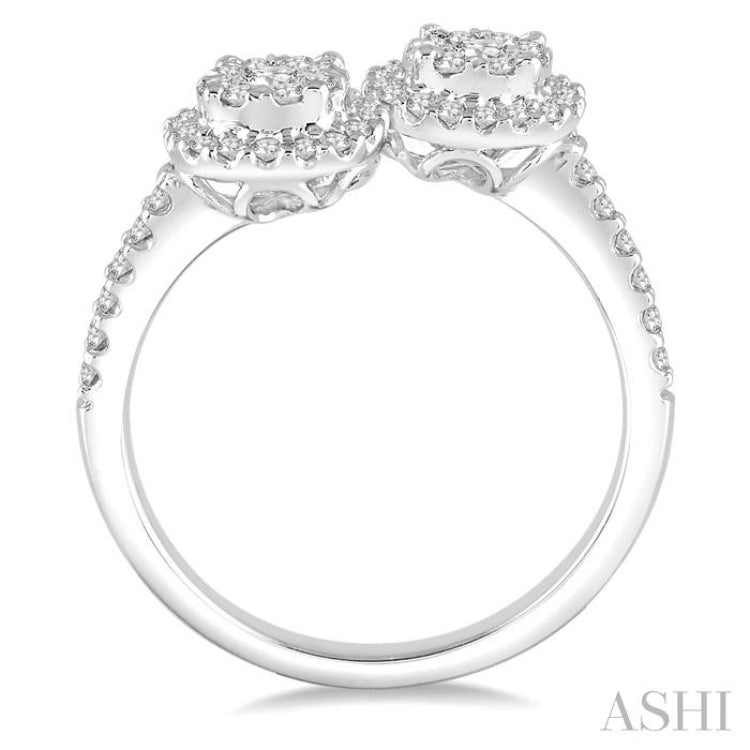 2 Stone Halo Lovebright Diamond Fashion Ring