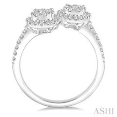 2 Stone Halo Lovebright Diamond Fashion Ring