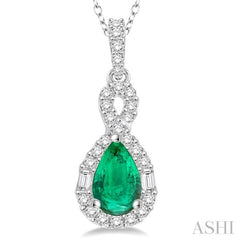 Pear Shape Gemstone & Halo Diamond Pendant