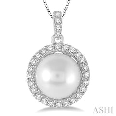 Pearl & Halo Diamond Pendant