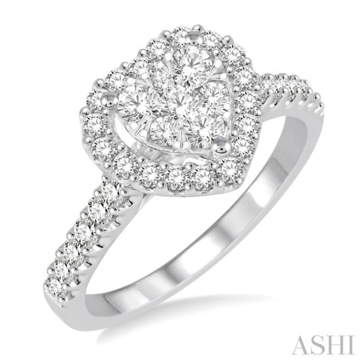 Heart Shape Halo Lovebright Essential Diamond Engagement Ring