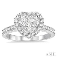 Heart Shape Halo Lovebright Essential Diamond Engagement Ring