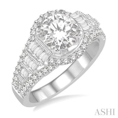 Round Shape Semi-Mount Diamond Engagement Ring