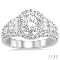 Round Shape Semi-Mount Diamond Engagement Ring