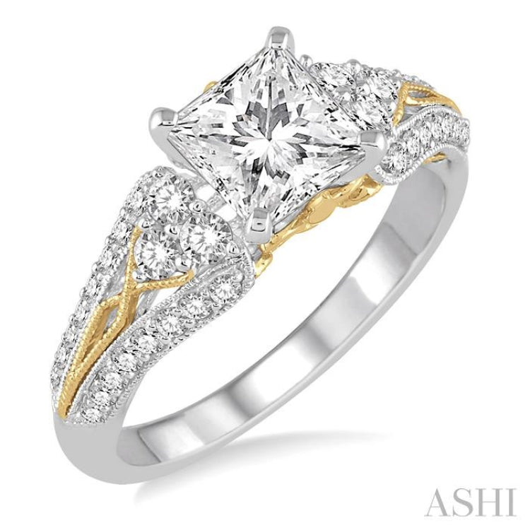 Princess Shape Semi-Mount Diamond Engagement Ring