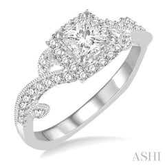 Princess Shape Halo Diamond Engagement Ring