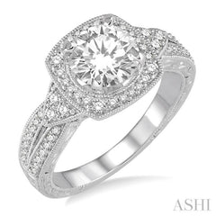 Round Shape Halo Diamond Engagement Ring