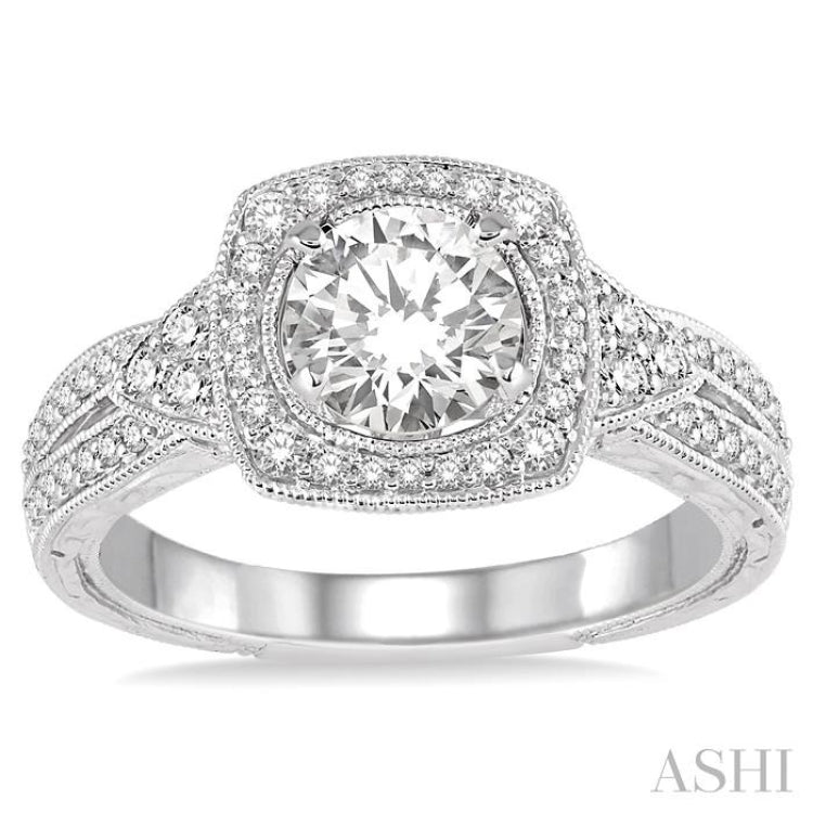 Round Shape Halo Diamond Engagement Ring