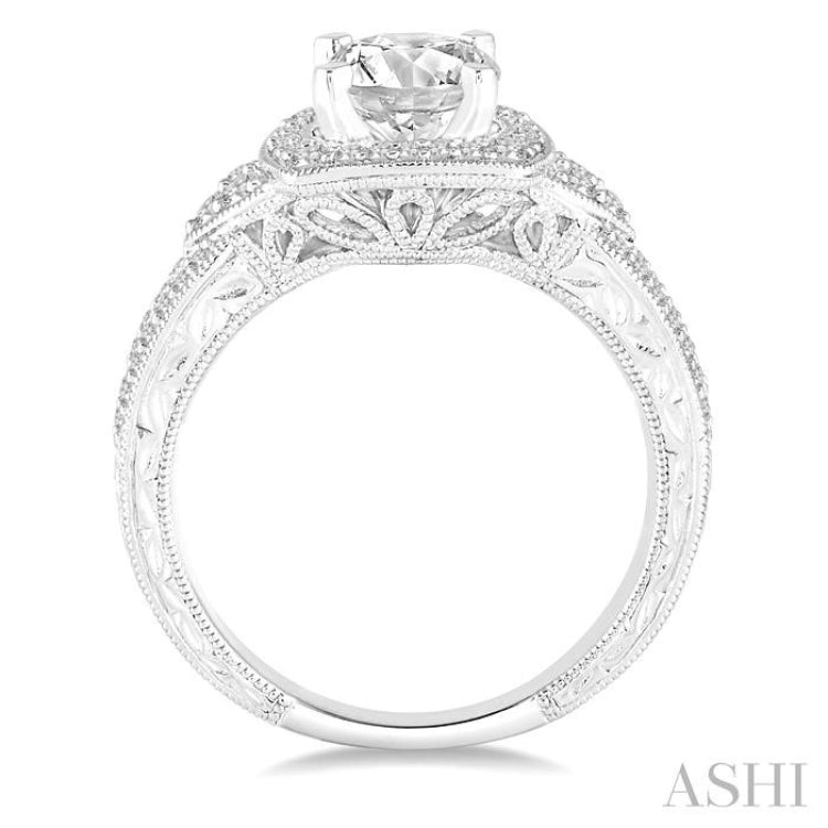 Round Shape Halo Diamond Engagement Ring