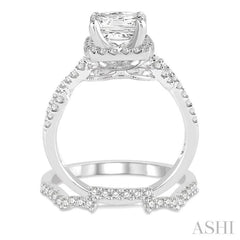 Princess Shape Halo Diamond Wedding Set