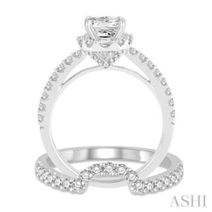 Princess Shape Halo Diamond Wedding Set