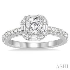 Princess Shape Halo Diamond Engagement Ring