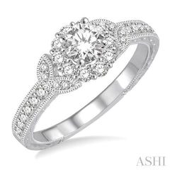 Round Shape Halo Diamond Engagement Ring