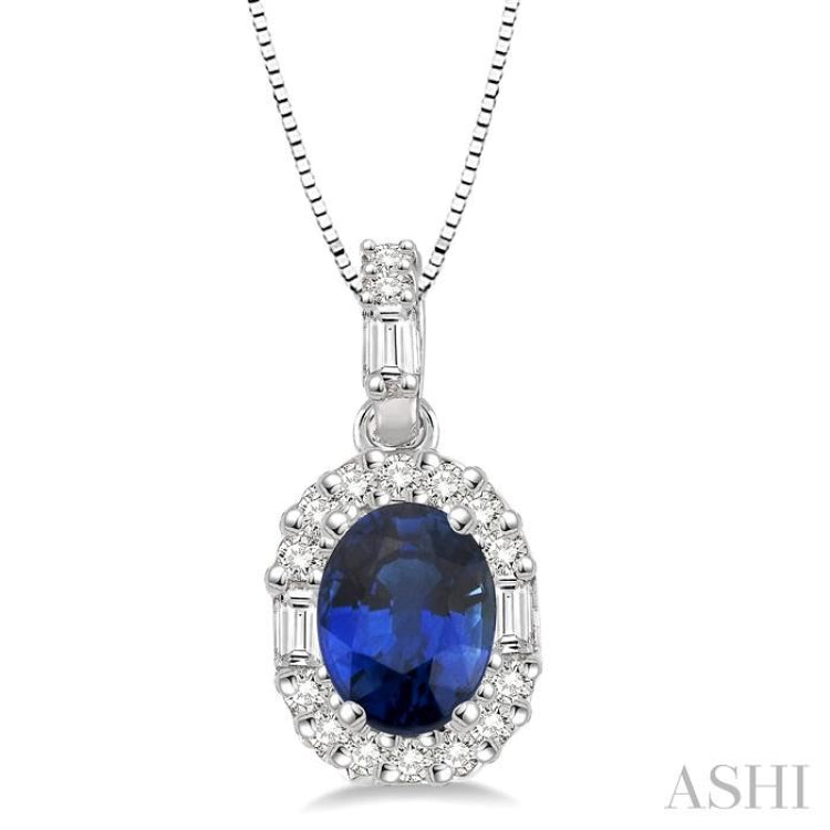 Oval Shape Gemstone & Halo Diamond Pendant