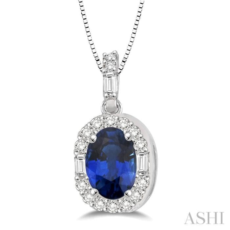 Oval Shape Gemstone & Halo Diamond Pendant