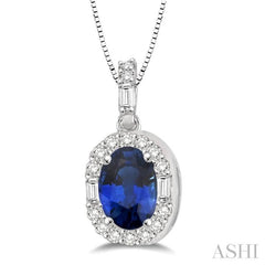 Oval Shape Gemstone & Halo Diamond Pendant