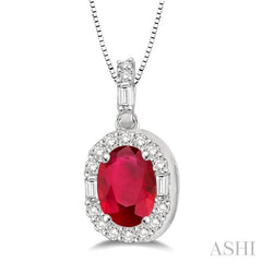 Oval Shape Gemstone & Halo Diamond Pendant