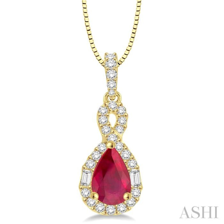 Pear Shape Gemstone & Halo Diamond Pendant