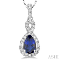 Pear Shape Gemstone & Halo Diamond Pendant