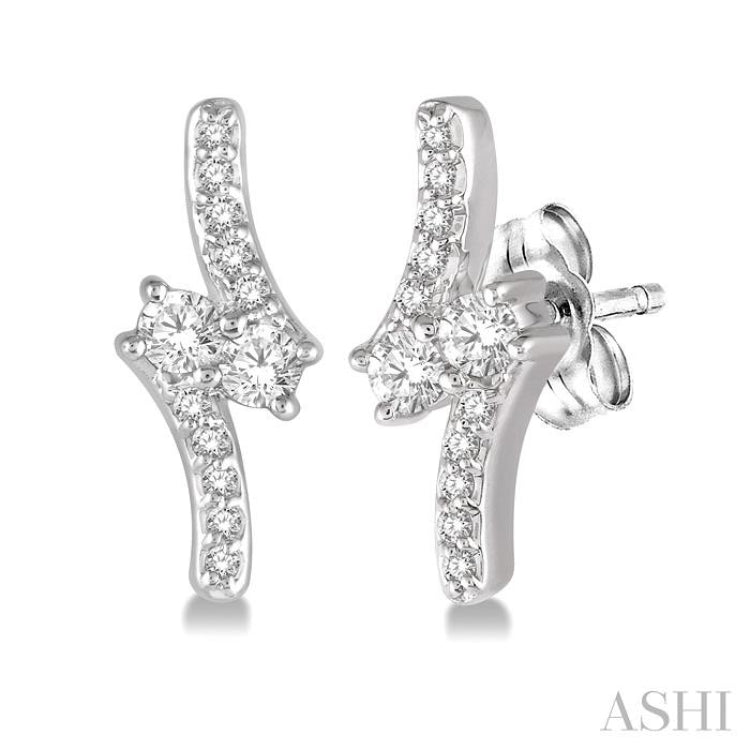 2 Stone Diamond Earrings