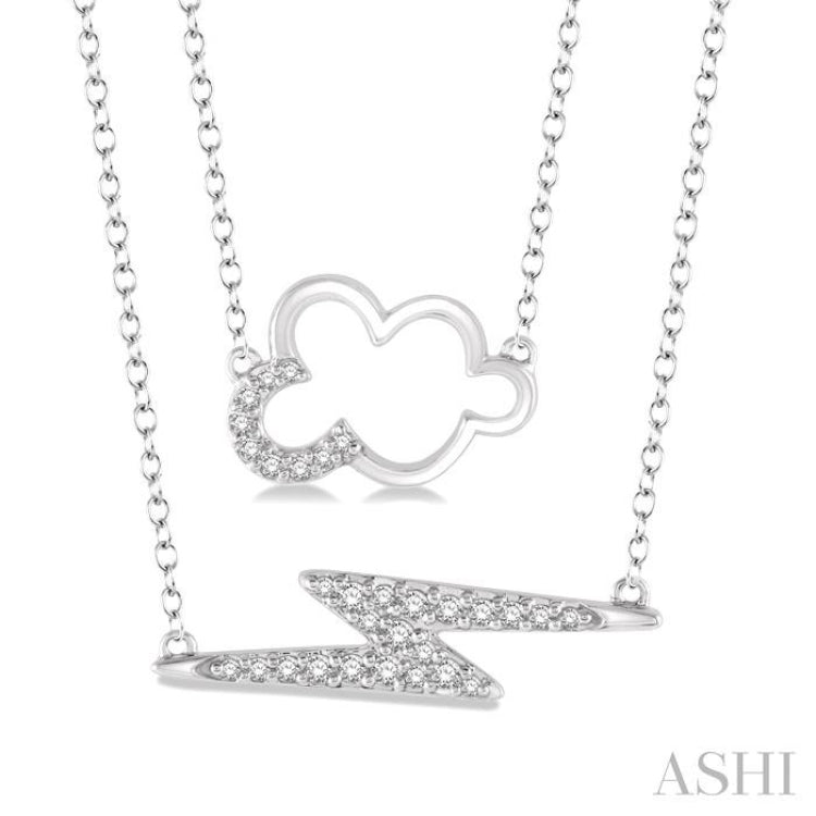 Cloud & Lightning Layered Diamond Fashion Pendant