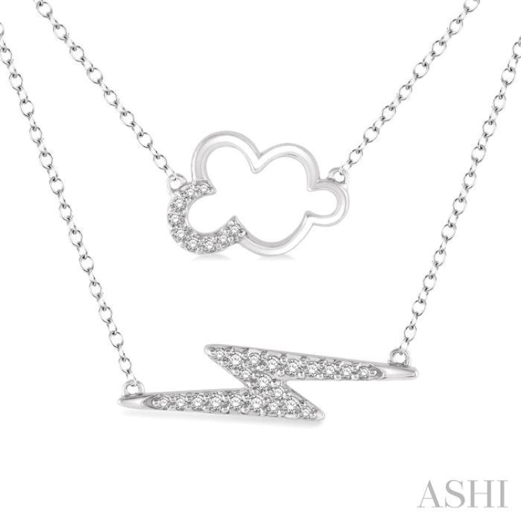 Cloud & Lightning Layered Diamond Fashion Pendant