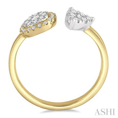 2 Stone Halo Lovebright Diamond Fashion Open Ring