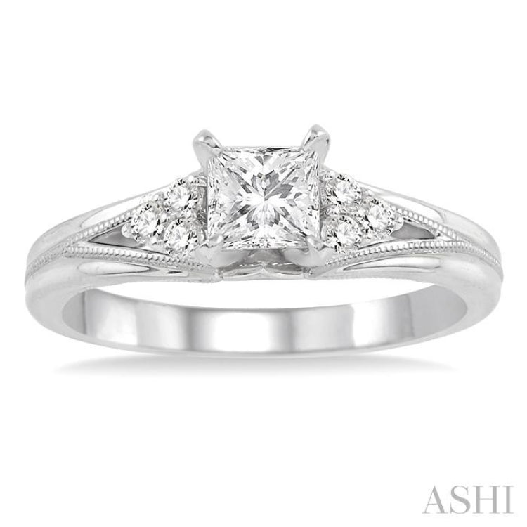 Princess Shape Semi-Mount Diamond Engagement Ring