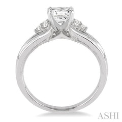 Princess Shape Semi-Mount Diamond Engagement Ring